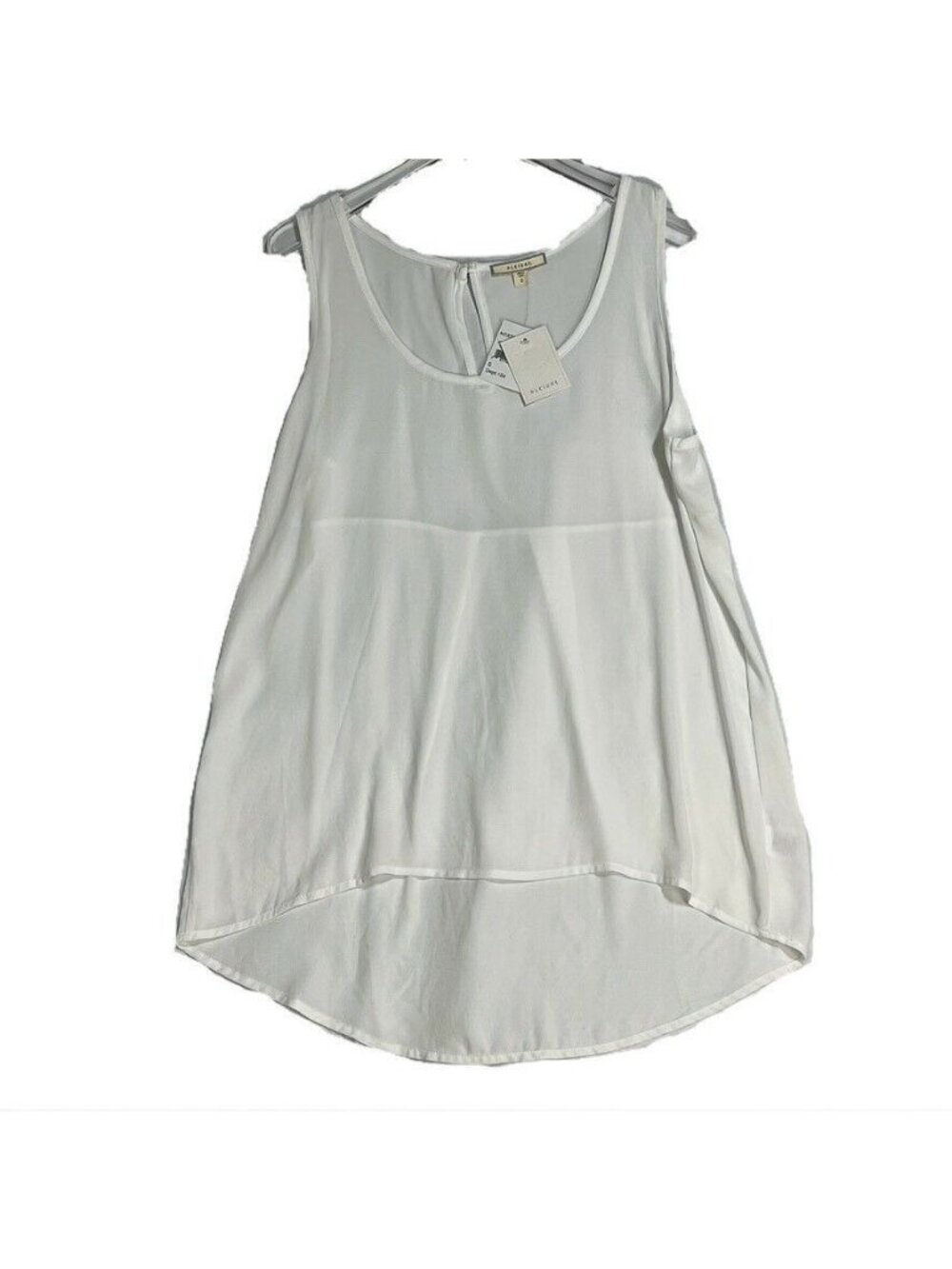 Pleione Womens White Sleeveless High-Low Blouse Small 100% Polyester Made In USA